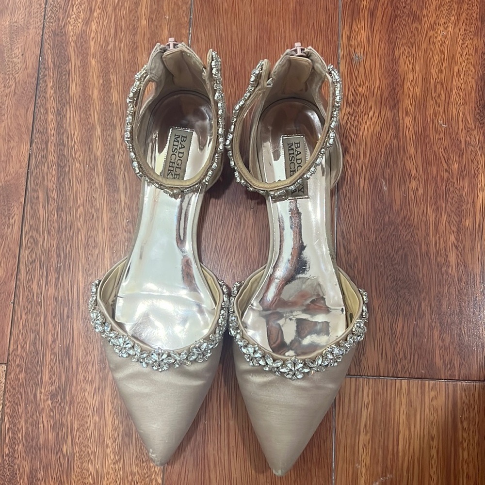 Badgley Mischka crystal pointed toe flats